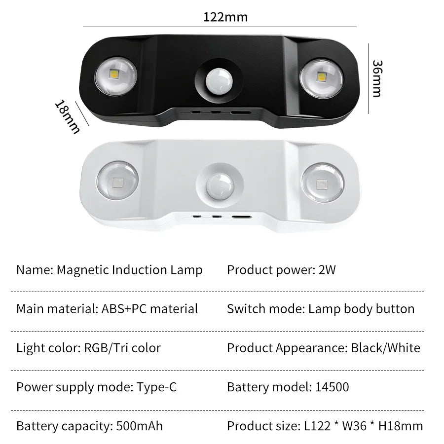 Motion Sensor LED Night Light Magnetic USB Rechargeable